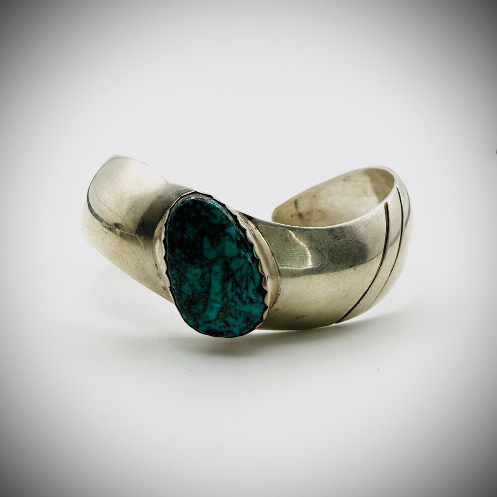 Chester Nez Navajo Sterling Turquoise Cuff Bracelet 6.5”